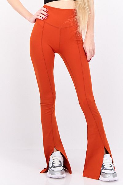 The Giving Movement Women Regular Fit Brand Logo Wide Leg Pants, Rust