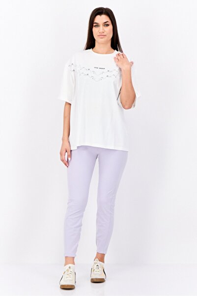 Steve Madden Women Crew Neck Short Sleeve Graphic Print T-Shirt, White