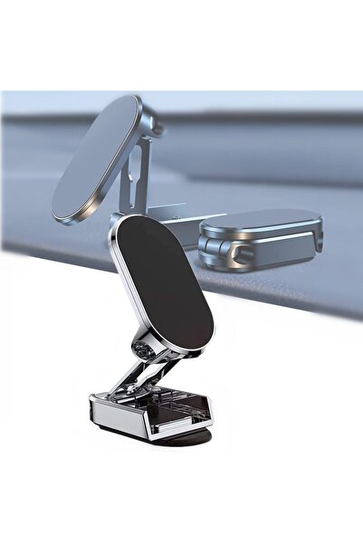 Choice حامل هاتف محمول مغناطيسي معدني فضي للسيارة مع حامل مغناطيسي قابل للطي ...