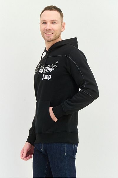 Kangol Men Embroidered Logo Long Sleeves Hooded Sweatshirt, Black