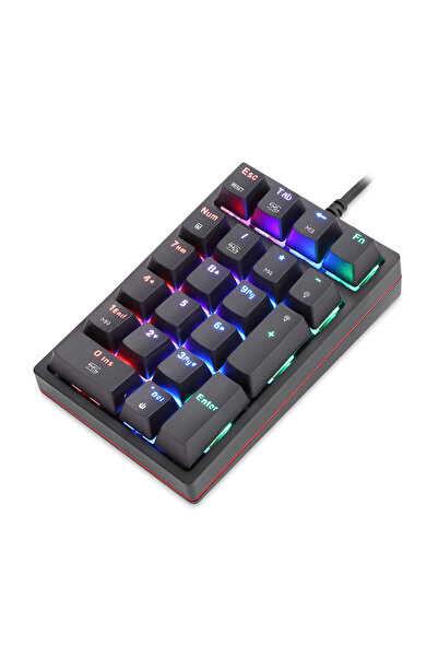 MOTOSPEED مفتاح أزرق أسود Motospeed K24 Macro لوحة مفاتيح رقمية ميكانيكية سلك...