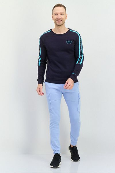 Crosshatch Men Crew Neck Brand Logo Long Sleeves Sweatshirt, Navy