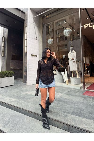 TAYT VEGAS Cămașă cu croiala confortabilă din dantelă