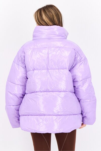 collusion Women Plain Puffer Jacket, Lavender