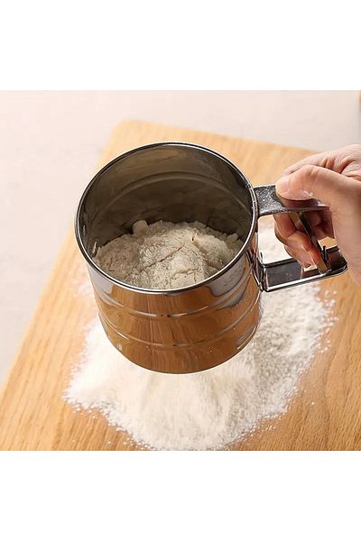 Layrol Metal Lux Stainless Steel Practical Flour Sieve Pastry Supplies, Stainless Steel Flour and Sugar Sieve
