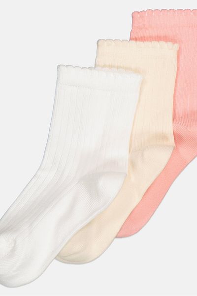 Bebe Kids Girl 3 Pairs Ribbed Crew Socks, Pink