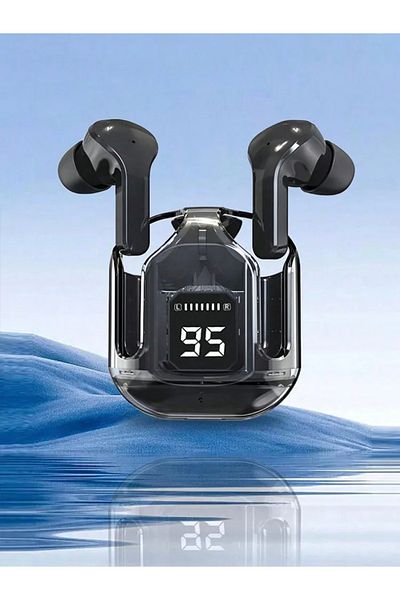 Choice black In-Ear Wireless Bluetooth Headphones, Transparent Model Digital Charging Compartment, Noise Ca