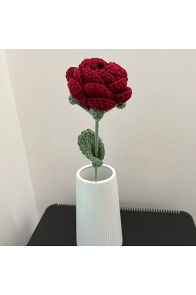 Choice 1 PCS 1PC Romantic Wine Red Knitted Rose Bunch Diy Finished Flower Crafts Valentine's Days Wedding