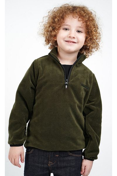 Monttini Boy's Fleece Stand Collar Half Zipper Plain Sweatshirt Cardigan Jacket