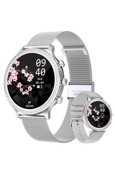 Choice Silver mesh and grey LIGE Fashion Smart Watch For Lady Bluetooth Call Blood Pressure DIY Custom Dial