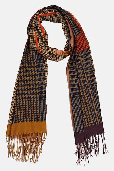 ELLE Women Graphic Print Scarves 182 L X 70 H Cm, Navy