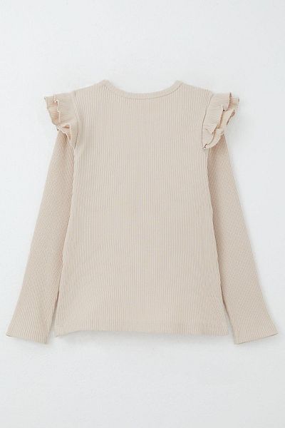 Breeze Beige Girl's Long Sleeve T-Shirt with Shoulder Fsr Detail 5-10 Years