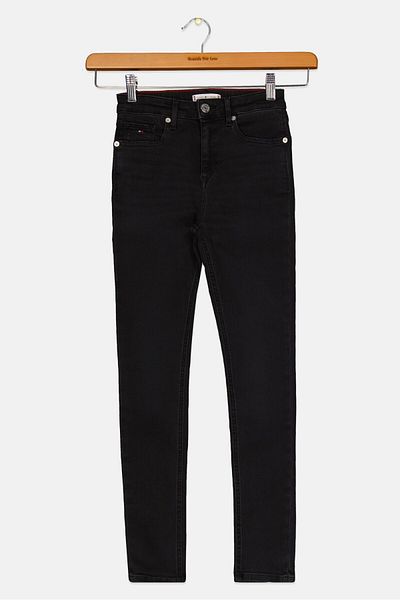 Tommy Hilfiger Kids Girl Skinny Fit Washed Stretchable Jeans, Black