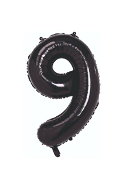 TATLI GÜNLER Folyo Balon 9 Rakamı Helyum Balon 76 Cm Siyah Renk - Retro 9 Yaş