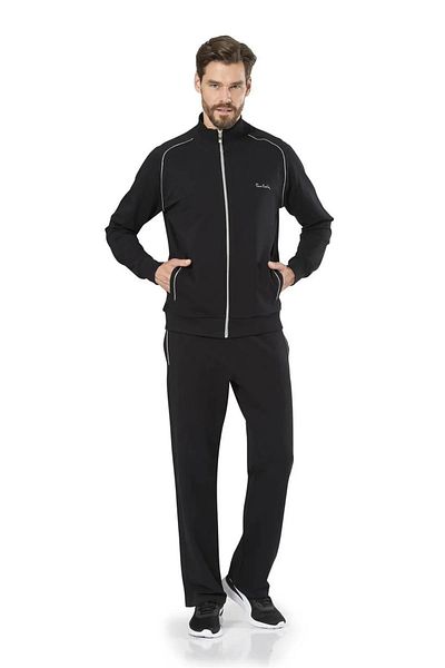 Pierre Cardin Men's Licensed Cotton Long Sleeve Regular Fit Zippered Bottom Top Tracksuit Set