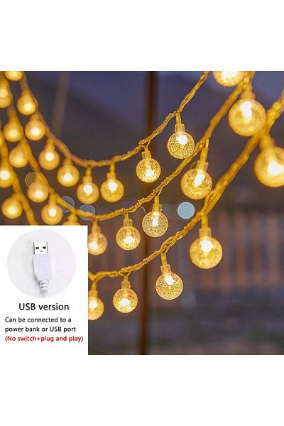 Choice أضواء سلسلة LED USB Tarka للتخييم بطول 6 أمتار تعمل بمنفذ USB/بطارية، كرة طاقة خارجية، أضواء مقاومة للماء للنزهات والتخييم