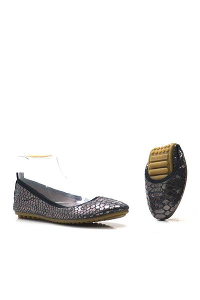 Rollbab Copper Snakeskin Patterned Foldable Women's Ballerinas