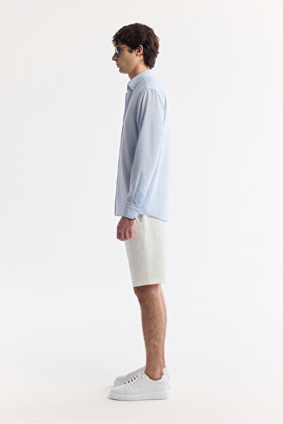 Avva Erkek Açık Mavi Düğmeli Yaka Kolay Ütülenir Pamuklu Regular Fit Gömlek A51Y2130