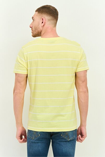 Gant Men Crew Neck Short Sleeves Stripe T-Shirt, Yellow