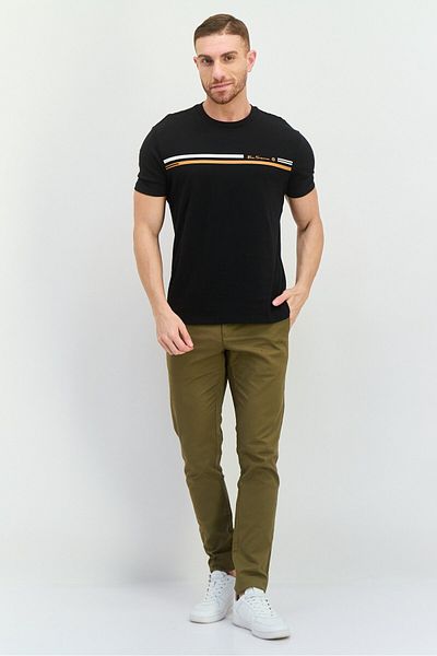 Ben Sherman Men Crew Neck Short Sleeves Brand Logo T-shirt, Black