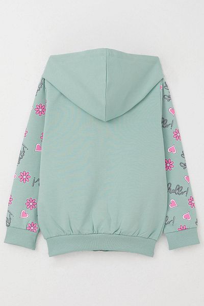 Breeze Adorable Girls Cardigan - Ages 1-4, Aqua Green & Heart Pattern