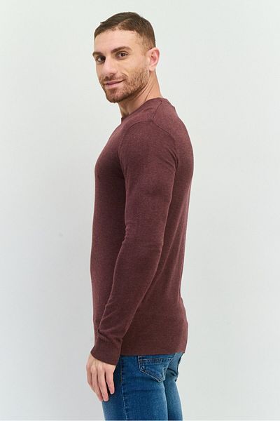 French Connection Men Crew Neck Knitted Sweater, Heather Maroon