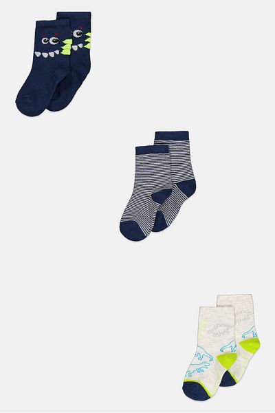 RBX Kids Boy 3 Pairs Graphic Print Crew Socks, Multicolor