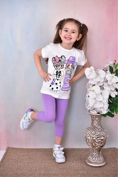 TRENDİMİZBİR Girl's Printed Leggings Set 2 Pieces