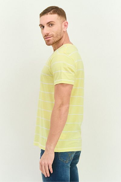 Gant Men Crew Neck Short Sleeves Stripe T-Shirt, Yellow