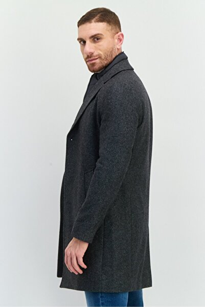 BOSS Men Textured Trench Coat, Charcoal