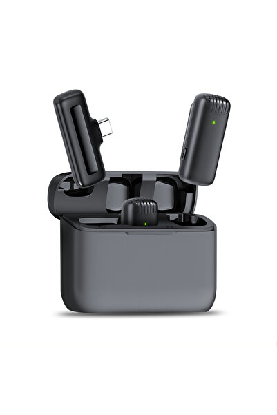 Choice ميكروفون لافاليير Type-C-k6-2 مع علبة شحن ميكروفون ستريو لاسلكي 2.4 جي...