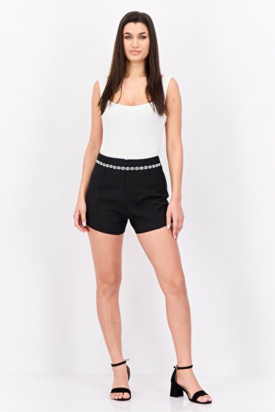 Steve Madden Women Plain Chain Basic Shorts, Black