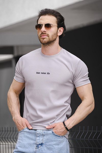 Oksit Ανδρικό μπλουζάκι Ft Fear Printed Crew Neck Lycra Slim Fit