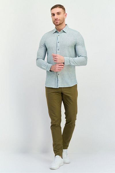 French Connection Men Regular Fit Stripes Long Sleeves Casual Shirt, Green