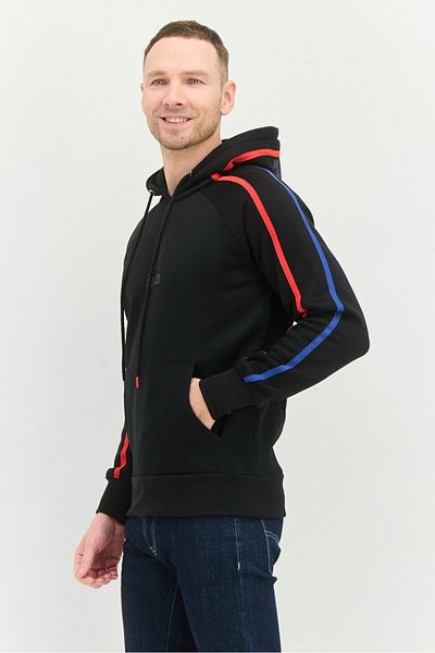 Kangol Men Graphic Print Long Sleeves Hooded Sweatshirt, Black