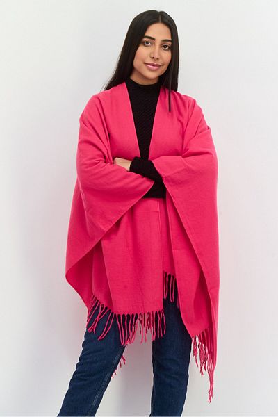 Adrienne Vittadini Women Solid Wrap Poncho, Fuchsia