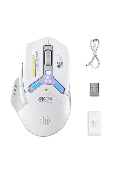 Choice Grey White Inphic In9 Wireless Gaming Mouse Rechargeable Paw3325 Bluetooth Mouse Rgb Lighting Effect