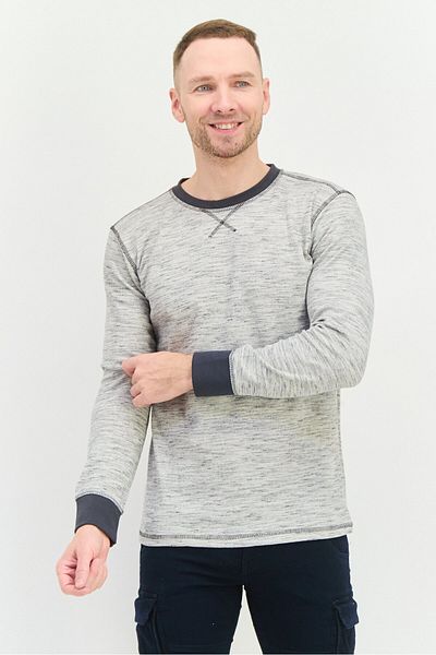 Company Eighty One Men Crew Neck Heather Long Sleeves Sweatshirt, Light Grey