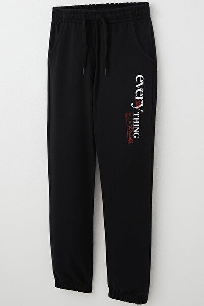 Breeze Boy's Sweatpants Motivational Themed with Lacing Accessories 4-8 Years, Black