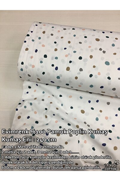 Renk Tekstil Minik Renkli Taşlar Desenli Poplin Metrelik Kesim Kumaş