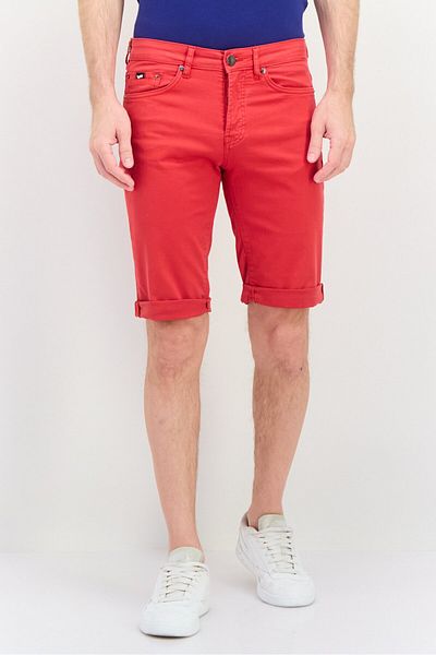 GAS Men Brand Logo Denim Short, Red