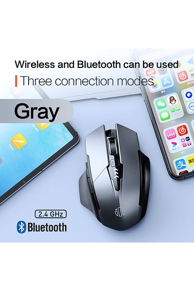 Choice A1-Gray INPHIC A9 Wireless Bluetooth Silent Mouse, Five-level DPI Adjustable, Three-mode Mouse, Suit