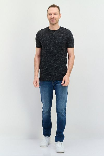 French Connection Men Crew Neck Short Sleeves Brand Logo T-shirt, Heather Black