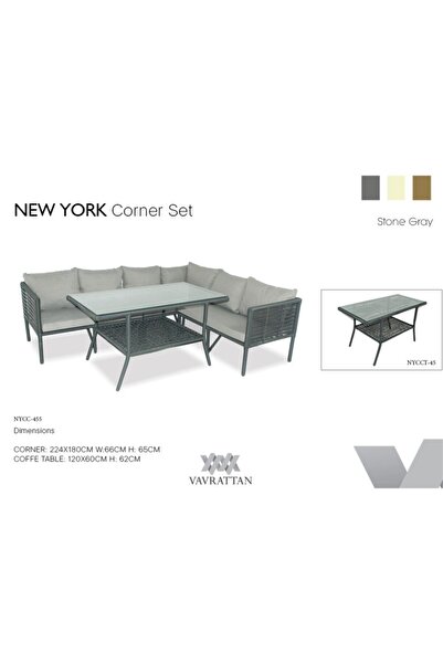 VAVRATTAN New York Rattan Köşe Takımı Taş Gri