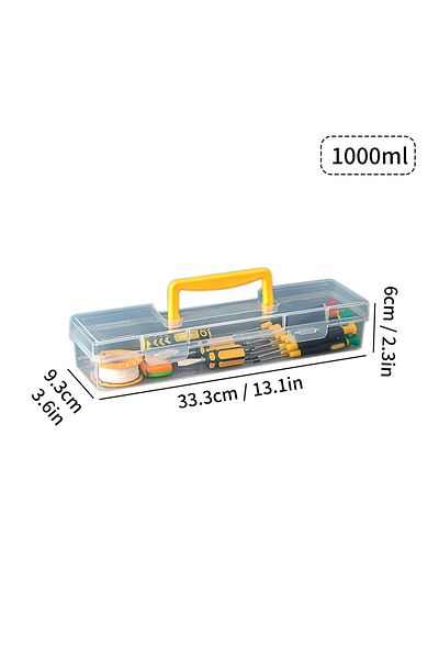 Choice Yellow 1000ml WORTHBUY Transparent Tool Storage Box With Handle Portable Sealed Dustproof Tools Stor