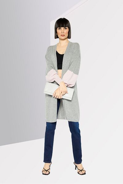 Emporio Armani Women Two-tone Cardigan, Grey
