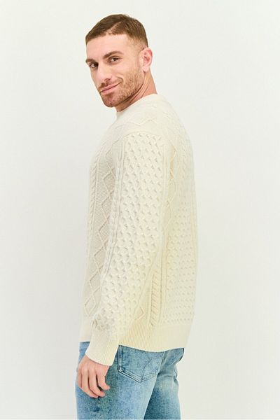 Gant Men Crew Neck Knitted Sweater, Cream