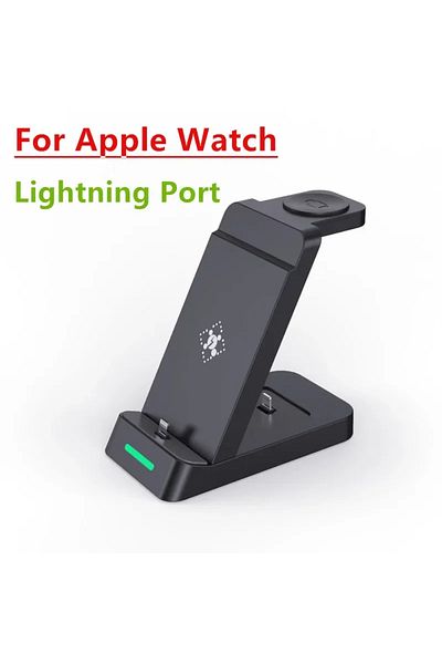 Choice حامل شاحن لاسلكي 3 في 1 أسود لهاتف iPhone 14 13 12 11 X وSamsung S22 S21 للشحن السريع