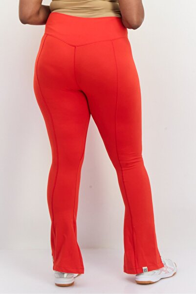 The Giving Movement Women Solid Pull On Flared Leg Leggings, Red