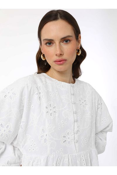 Refka Φόρεμα Hijab από ύφασμα Brit Buttoned Brode - Λευκό - Refka